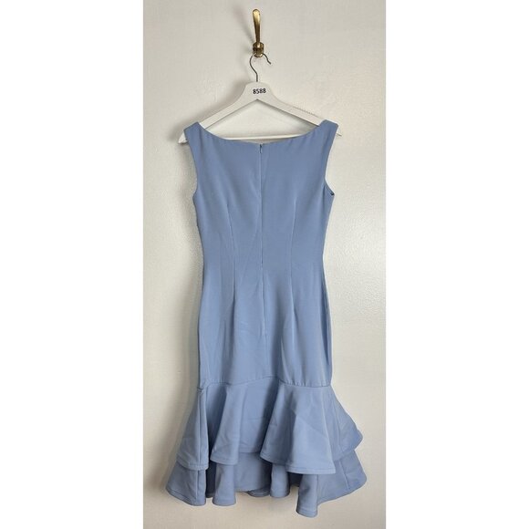 ALBERTO MAKALI 3-D Flower High Neck Midi in Powder Blue Size US 4 - Picture 4 of 7